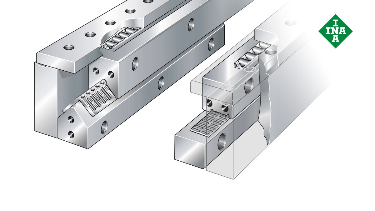 Guide lineari Schaeffler: sistema di bloccaggio con gabbie piane a rullini e a rulli cilindrici