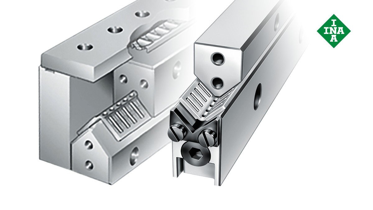 Guide lineari Schaeffler: guide ML-/V con cuneo di regolazione e gabbia piana angolare